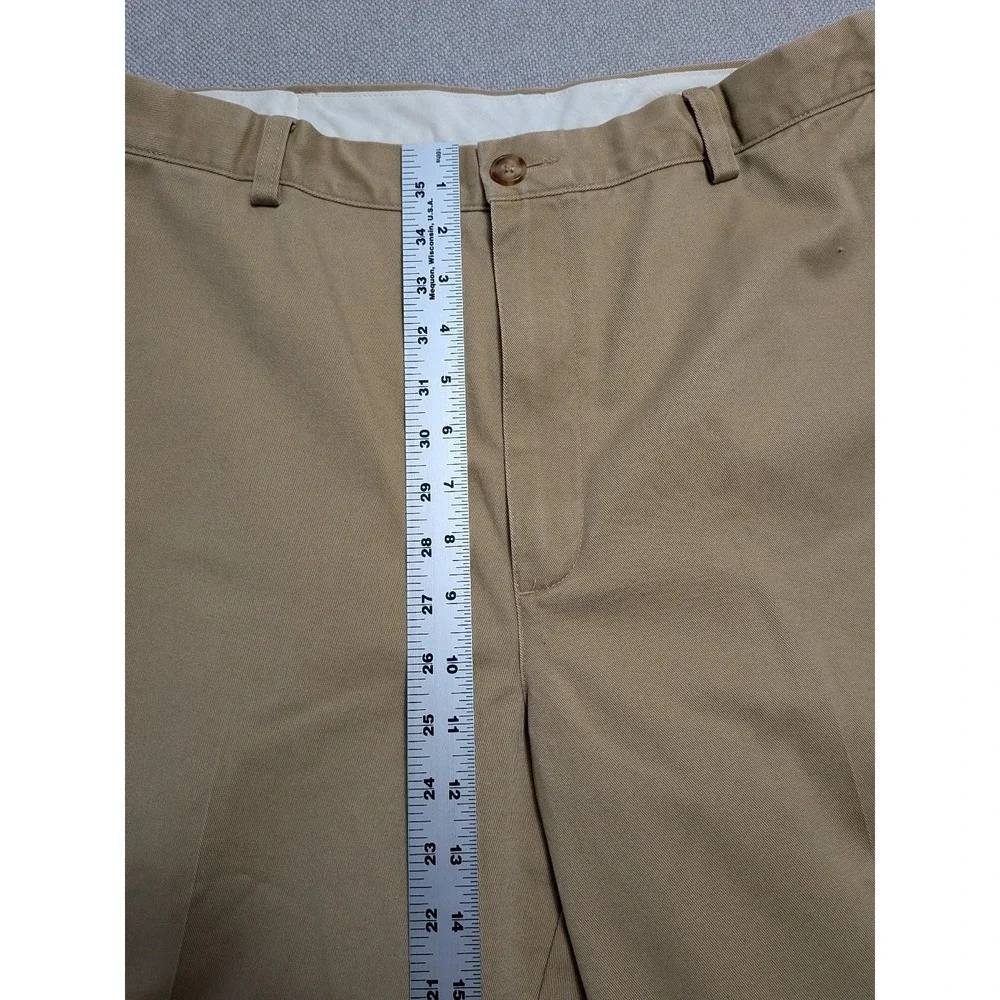 L.L.Bean Men's Khaki 38x32 Cotton Comfort Waist Chino Pants Elastic Office Heavy